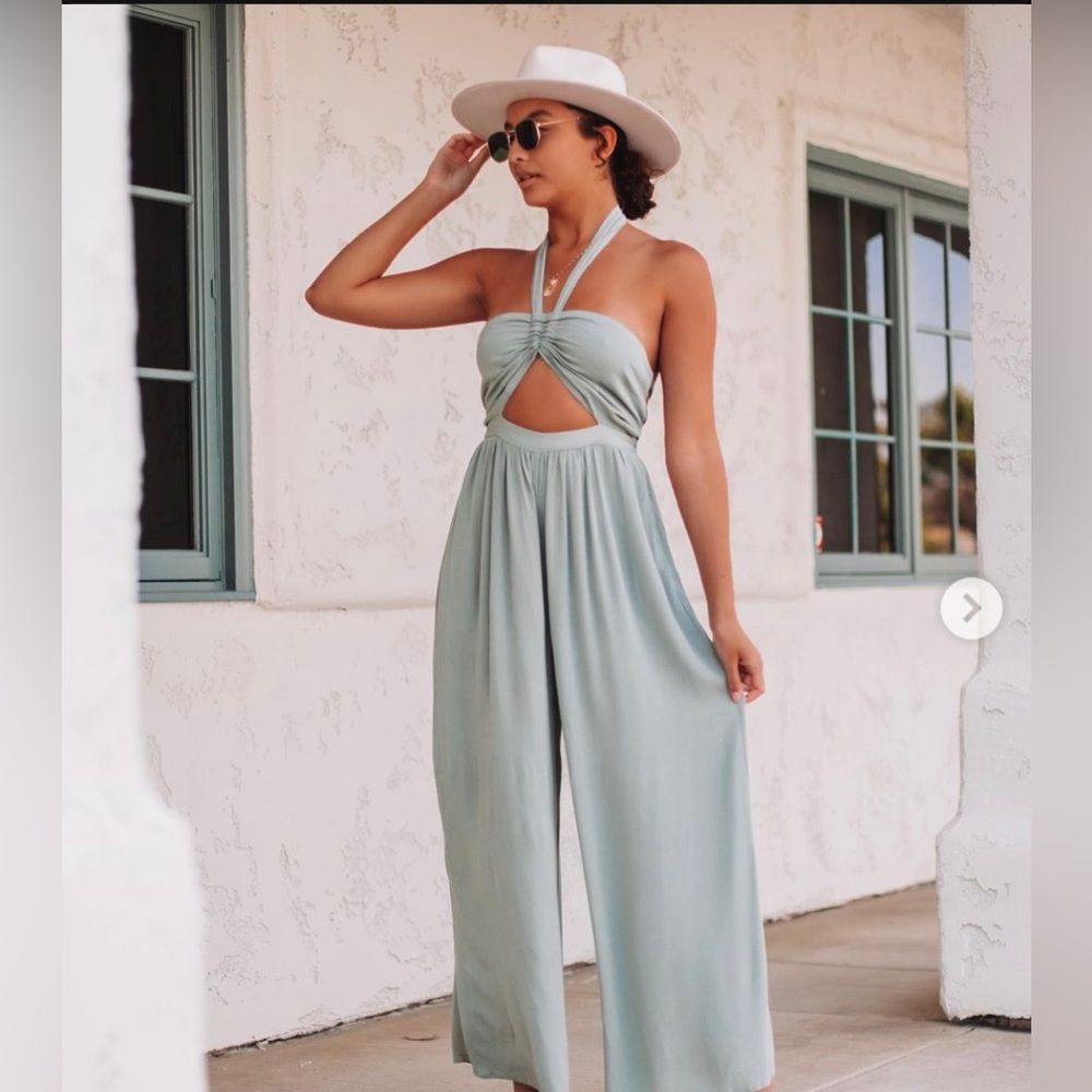 Sage green cut out jumpsuit - S